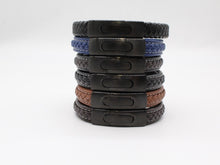 Load image into Gallery viewer, Men's Leather Bracelet/Wristband With Brushed Matt Black Spring Clasp