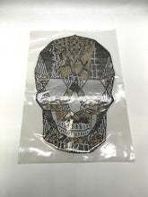 Load image into Gallery viewer, Sparkling Rhinestone Black & Gold Skeleton Head  Iron On Transfer