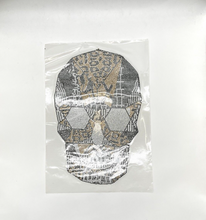 Load image into Gallery viewer, Sparkling Rhinestone Black & Gold Skeleton Head  Iron On Transfer