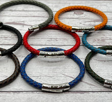 Load image into Gallery viewer, Men's Braided Leather Bracelet Wristband With Chrome Metal Button Clasp