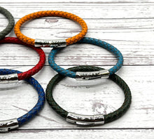 Load image into Gallery viewer, Men's Braided Leather Bracelet Wristband With Chrome Metal Button Clasp
