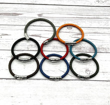 Load image into Gallery viewer, Men's Braided Leather Bracelet Wristband With Chrome Metal Button Clasp