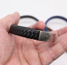 Load image into Gallery viewer, Men's Leather Bracelet/Wristband With Brushed Metal Spring Clasp