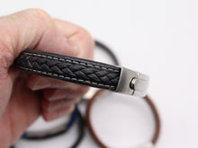 Load image into Gallery viewer, Men's Leather Bracelet/Wristband With Brushed Metal Spring Clasp