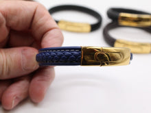 Load image into Gallery viewer, Men's Leather Bracelet/Wristband With Gold Coloured  Spring Clasp