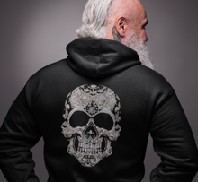 Load image into Gallery viewer, Skull  Hoodie with  Black & Silver Rheinstones