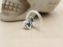 Load image into Gallery viewer, Solid 925 Hallmarked Sterling Silver Double Skull Resizeable Ring
