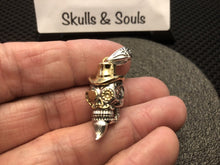 Load image into Gallery viewer, 925 Hallmarked Sterling Silver Skull Moustache Pendant Necklace Two Tone