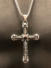 Load image into Gallery viewer, Stainless Steel Pewter Gothic Cross Pendant Necklace & 60 cm Chain Set
