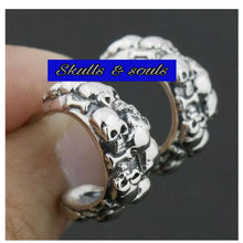 Load image into Gallery viewer, 925 Sterling Silver Skulls & Bones Goth Biker Rocker Hoop Earrings