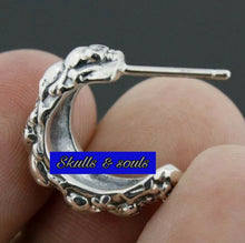 Load image into Gallery viewer, 925 Sterling Silver Skulls & Bones Goth Biker Rocker Hoop Earrings