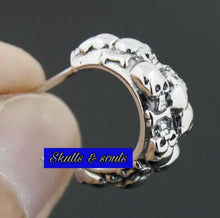 Load image into Gallery viewer, 925 Sterling Silver Skulls & Bones Goth Biker Rocker Hoop Earrings