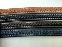 Load image into Gallery viewer, Mens Leather Wristband Bracelet Stainless Steel Clasp & White Stitching Detail