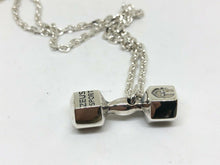 Load image into Gallery viewer, Hallmarked Dumbbell Barbell Weight Pendant & 50 cm Silver Chain