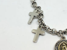 Load image into Gallery viewer, 925 Hallmarked Silver Mens Ladies Cross Charm Belcher Bracelet