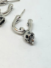 Load image into Gallery viewer, 925 Silver Skull & Bone Hoop Earrings 1 Pair