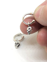 Load image into Gallery viewer, 925 Silver Skull & Bone Hoop Earrings 1 Pair