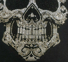 Load image into Gallery viewer, Skull  Rhinestone T-Shirt in Black & Silver