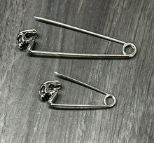 Load image into Gallery viewer, 925 Sterling Silver Skull Safety Pin Necklace Pendant