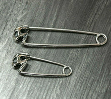 Load image into Gallery viewer, 925 Sterling Silver Skull Safety Pin Necklace Pendant