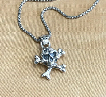 Load image into Gallery viewer, 925 Hallmarked Sterling Silver Skull & Crossbones Pendant