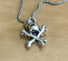 Load image into Gallery viewer, 925 Hallmarked Sterling Silver Skull & Crossbones Pendant