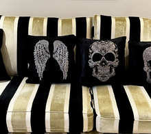 Load image into Gallery viewer, Rhinestone Crystal Skull or Wings Cushion Velvet Cover