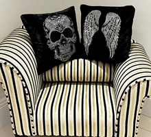 Load image into Gallery viewer, Rhinestone Crystal Skull or Wings Cushion Velvet Cover