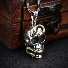 Load image into Gallery viewer, Skull Pendant Biker Rock Punk Solid 925 Sterling Silver