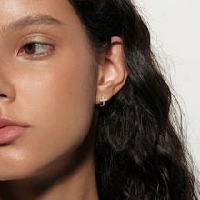 Load image into Gallery viewer, Silver Cross Half Hoop Earrings *Sterling Silver * Cross jewellery ( 1Pair )