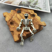 Load image into Gallery viewer, 925 Large Hallmarked Sterling Silver Hallmarked Articulated Skeleton Pendant  Necklace