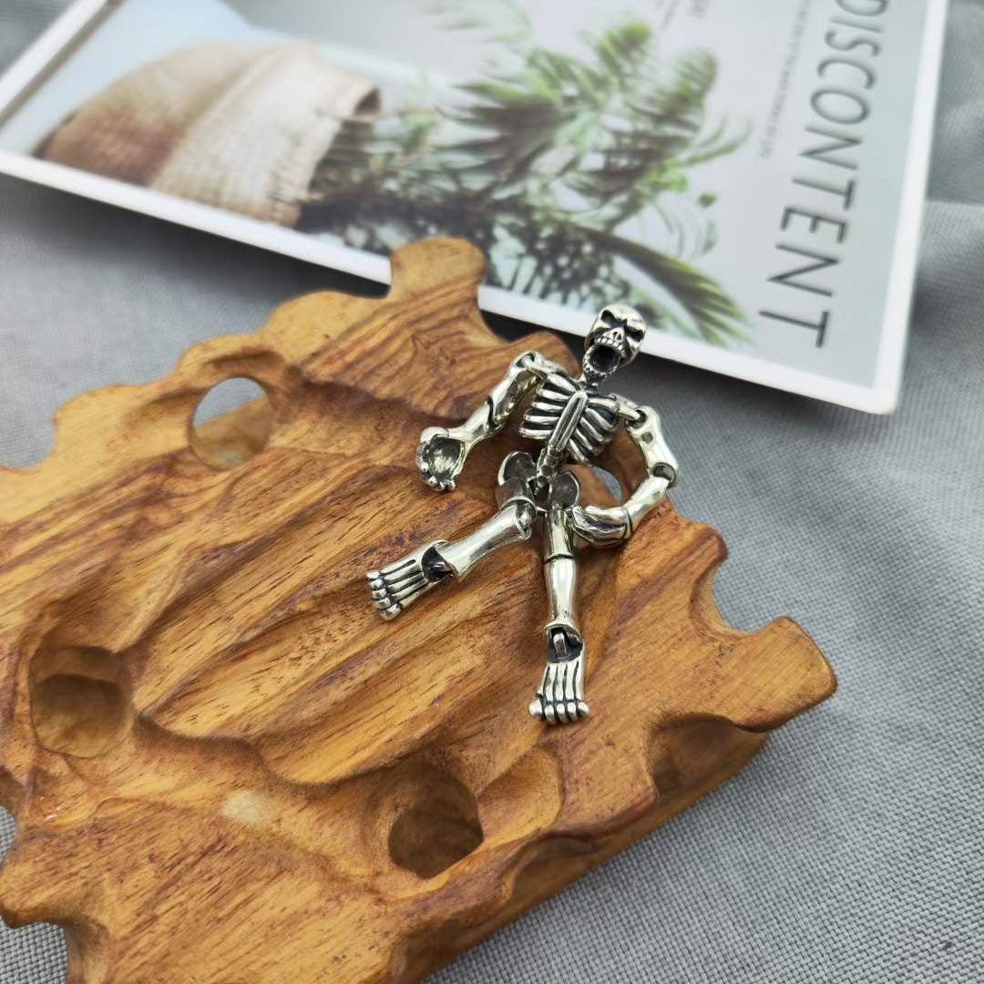 925 Large Hallmarked Sterling Silver Hallmarked Articulated Skeleton P ...