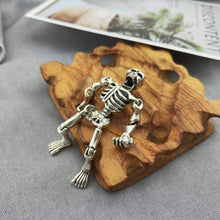 Load image into Gallery viewer, 925 Large Hallmarked Sterling Silver Hallmarked Articulated Skeleton Pendant  Necklace