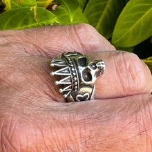 Load image into Gallery viewer, Crowned Skull Ring Hallmarked 925 Silver Sizeable