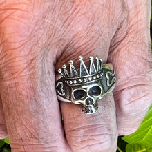 Load image into Gallery viewer, Crowned Skull Ring Hallmarked 925 Silver Sizeable