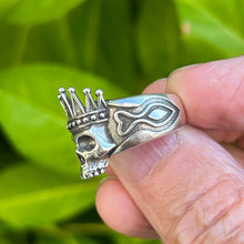 Load image into Gallery viewer, Crowned Skull Ring Hallmarked 925 Silver Sizeable