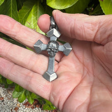 Load image into Gallery viewer, Heavy Oxidised Solid 925 Sterling Silver Skull Cross