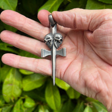 Load image into Gallery viewer, Heavy Oxidised Solid 925 Sterling Silver Skull Cross