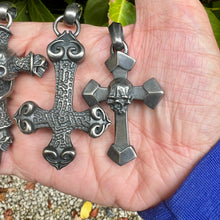 Load image into Gallery viewer, Heavy Oxidised Solid 925 Sterling Silver Skull Cross