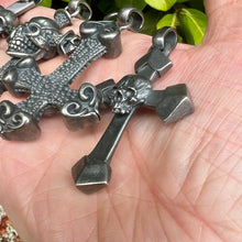 Load image into Gallery viewer, Heavy Oxidised Solid 925 Sterling Silver Skull Cross