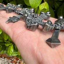 Load image into Gallery viewer, Heavy Oxidised Solid 925 Sterling Silver Skull Cross