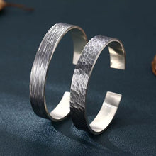 Load image into Gallery viewer, Sterling Silver Men's Cuff Bracelet,Hammered Open Wrist Cuff