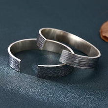 Load image into Gallery viewer, Sterling Silver Men's Cuff Bracelet,Hammered Open Wrist Cuff