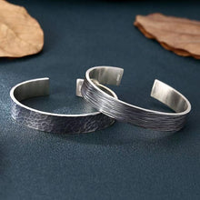 Load image into Gallery viewer, Sterling Silver Men's Cuff Bracelet,Hammered Open Wrist Cuff