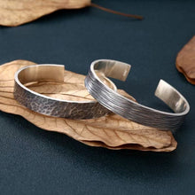 Load image into Gallery viewer, Sterling Silver Men's Cuff Bracelet,Hammered Open Wrist Cuff