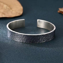 Load image into Gallery viewer, Sterling Silver Men's Cuff Bracelet,Hammered Open Wrist Cuff