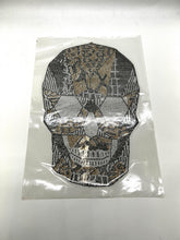 Load image into Gallery viewer, Sparkling Rhinestone Black &amp; Gold Skeleton Head  Iron On Transfer