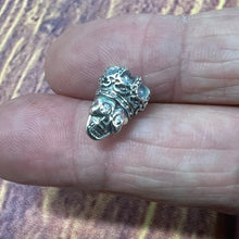 Load image into Gallery viewer, One pair 925 Sterling  Silver Skull Crown  earrings with stone eyes