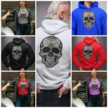 Load image into Gallery viewer, Skull  Hoodie with  Black &amp; Silver Rheinstones