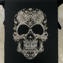 Load image into Gallery viewer, Skull  Hoodie with  Black &amp; Silver Rheinstones